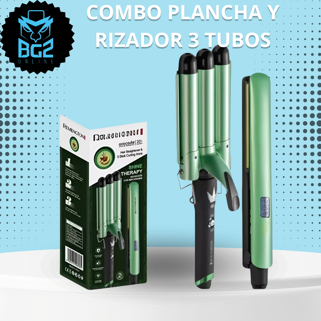 COMBO PLANCHA Y RIZADOR 3 TUBOS